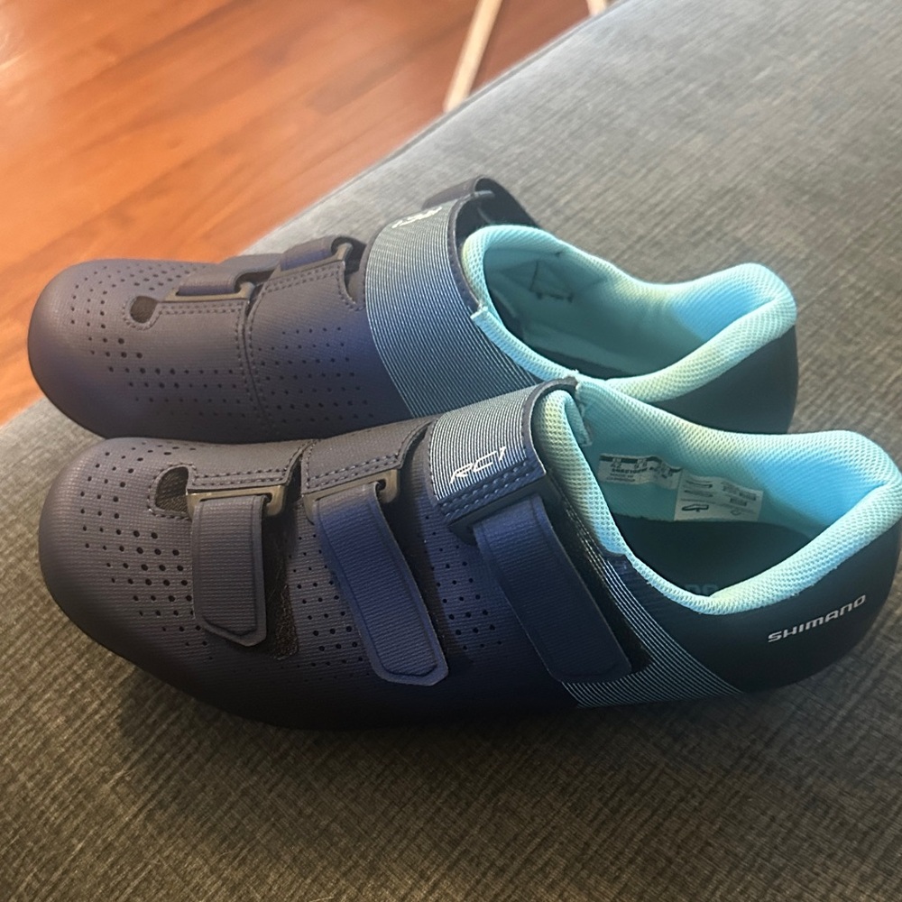 Shimano Navy and Aqua Cycling Sneakers with Velcro Straps